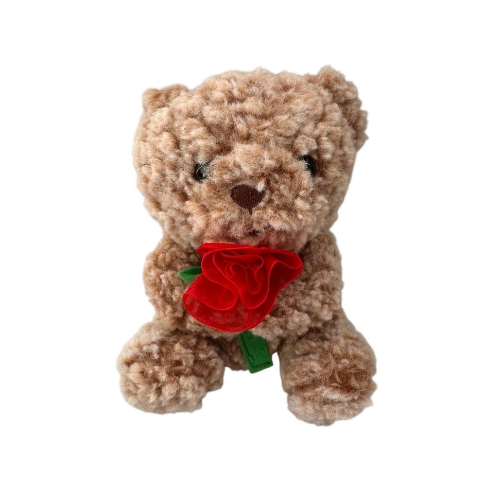 Small Plush Teddy Bear With Red Rose Valentines Day Gift Stuffed Animal Romantic